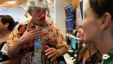 Patch Adams and Clowns Spreading Laughter at Hospital