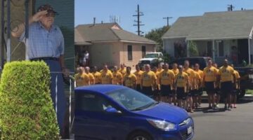 98-Year-Old World War II Vet Tears up When Navy Sailors Surprise Him with Song